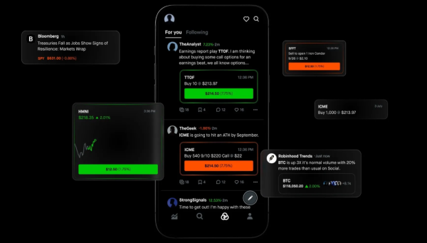 按天配资开户服务网 美国网红券商Robinhood推出社交媒体平台 实时展示发帖人持仓